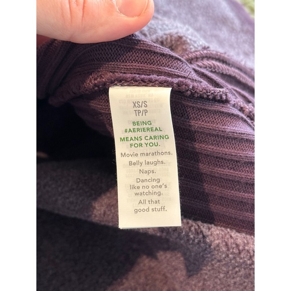 Aerie Womens Plum Purple Fleece Hooded Open Front Wrap Cardigan XS/S NWT - Picture 7 of 7